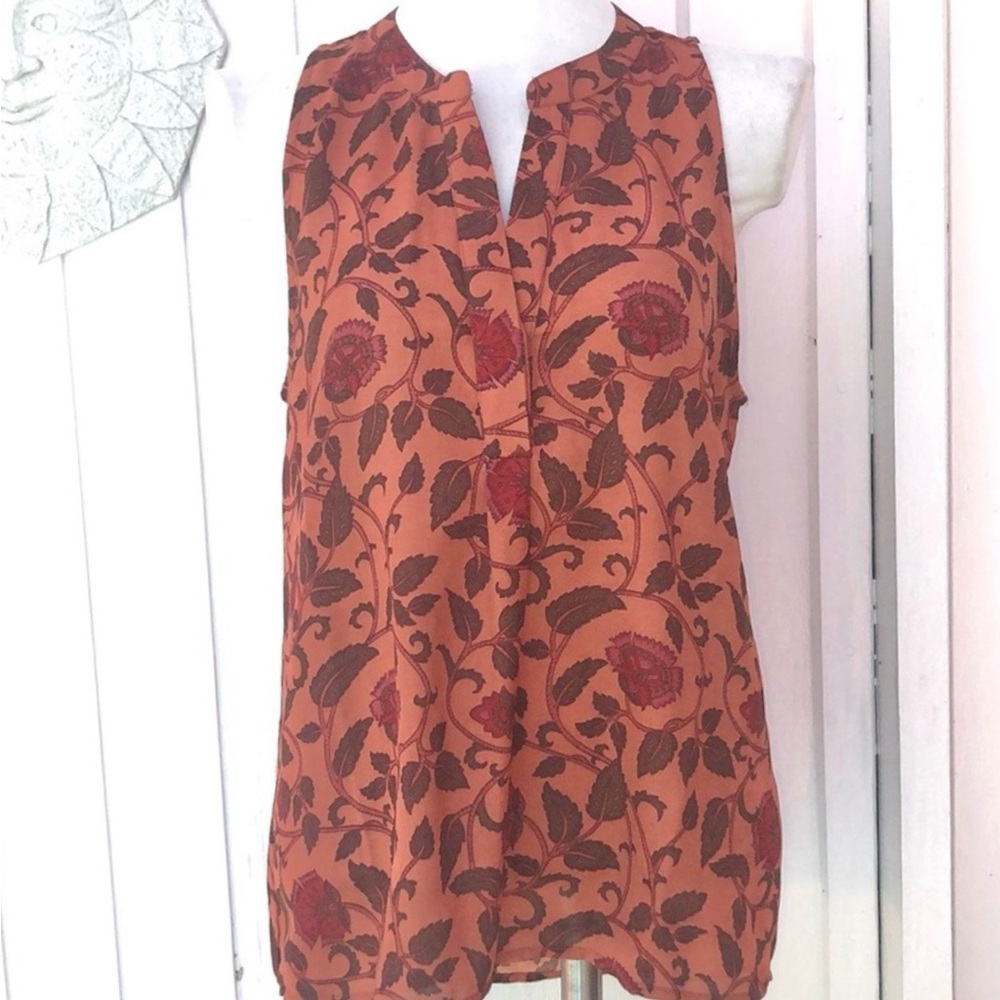 Let It Be top sleeveless shell floral & vine print blouse size large